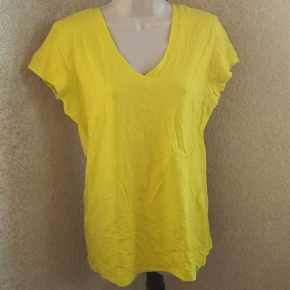 Lole yellow UPF 50+ stretch vneck shore shirt sz L